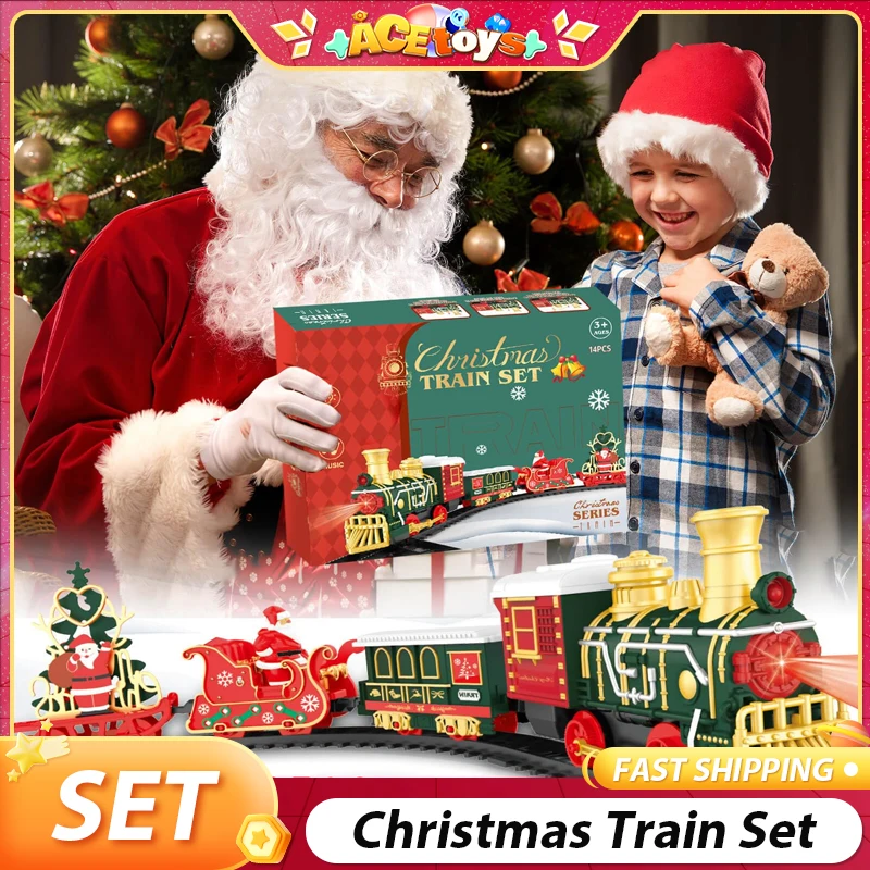 

Christmas Electric Rail Car Sturdy Safe Parent-Child Interaction Best Gifts For Children With Light And Music Electric Car Toys