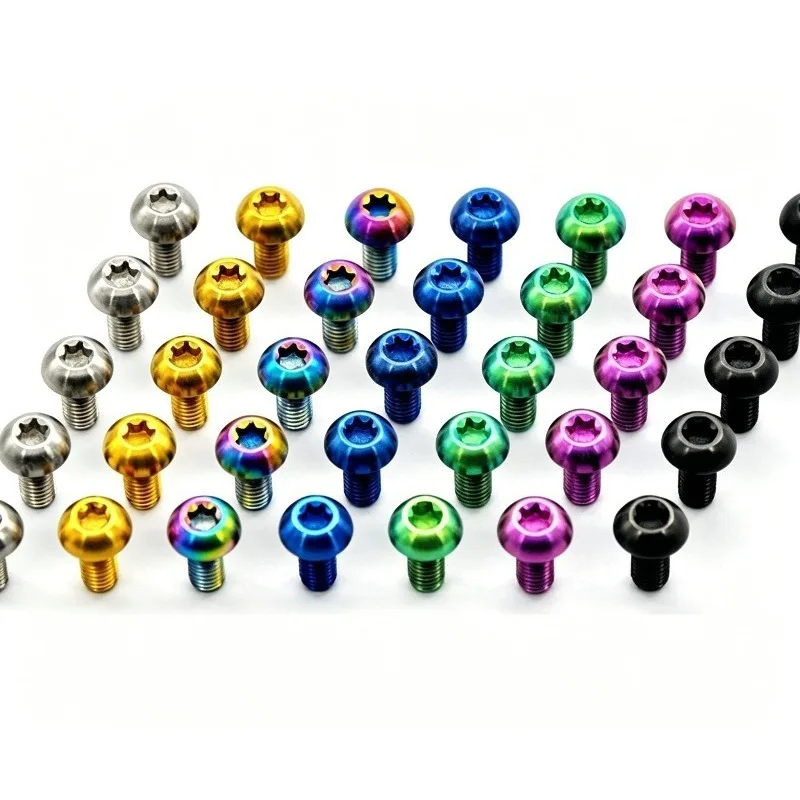 

6PCS M5 Titanium Alloy T25 Torx Screw,Mountain Road Bike Disc Brake Rotor Bolt,Fastener for Bicycle Disc Brake Pad Accessory