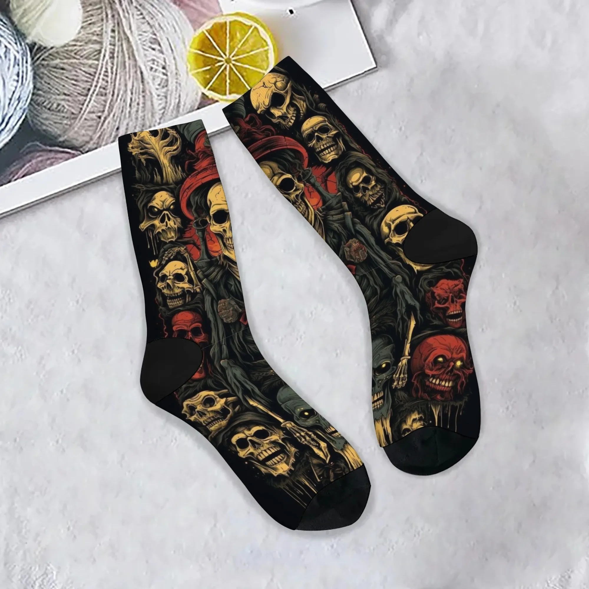 Harajuku Retro Mysteriöse Schädel Thema männer Socken Bequeme Atmungsaktive Nicht-slip Socken Neuheit Straße Hip-hop Crew Socken geschenk