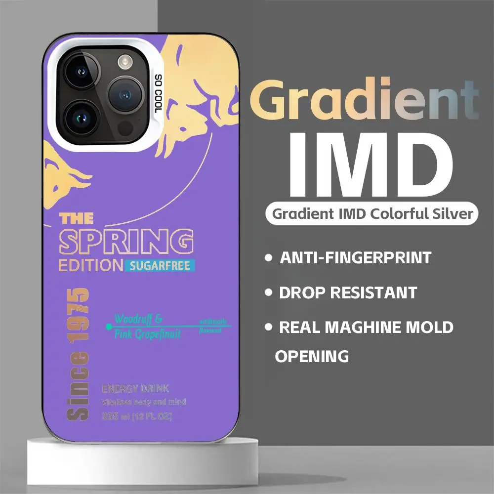 Red cool B-Bull design ins  Phone Case Gradient  IMD Colorful Silver Suitable case for iPhone16 15 14 13 12 11Pro Max - náhled 3