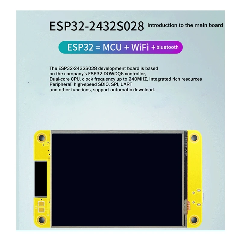 Placa de desenvolvimento Bluetooth ESP32 WiFi, 2.8 Polegada, 240X320, tela de exibição inteligente, módulo TFT, tela de toque LVGL