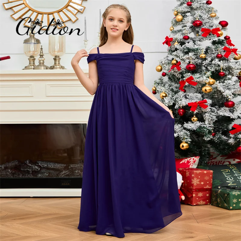 kids Chiffon Flower Girl Dress Junior Bridesmaid Dress Wedding Birthday Party Pageant Ball Festivity Celebration Event Ceremony