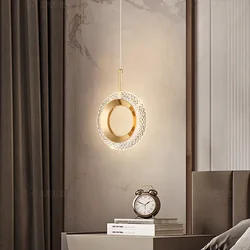 Nordic Ring LED Crystal Pendant Lamp Indoor Hanging Lamp Room Decor For Bedside Bedroom Living Room Modern Chandeliers