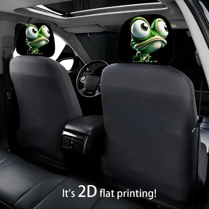 J0MA Pack of 2 Universal Fit Car Headrest Protectors Funny Cartoon Frogs Print Design for Cars Trucks Headrest Covers 26x28cm