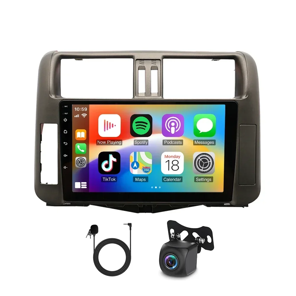 أندرويد 14 ستيريو سيارة 9 بوصة راديو ستيريو للسيارة Carplay السيارات لتحديد المواقع والملاحة 2 + 32G مشغل وسائط متعددة لتويوتا برادو 150 2009-2013