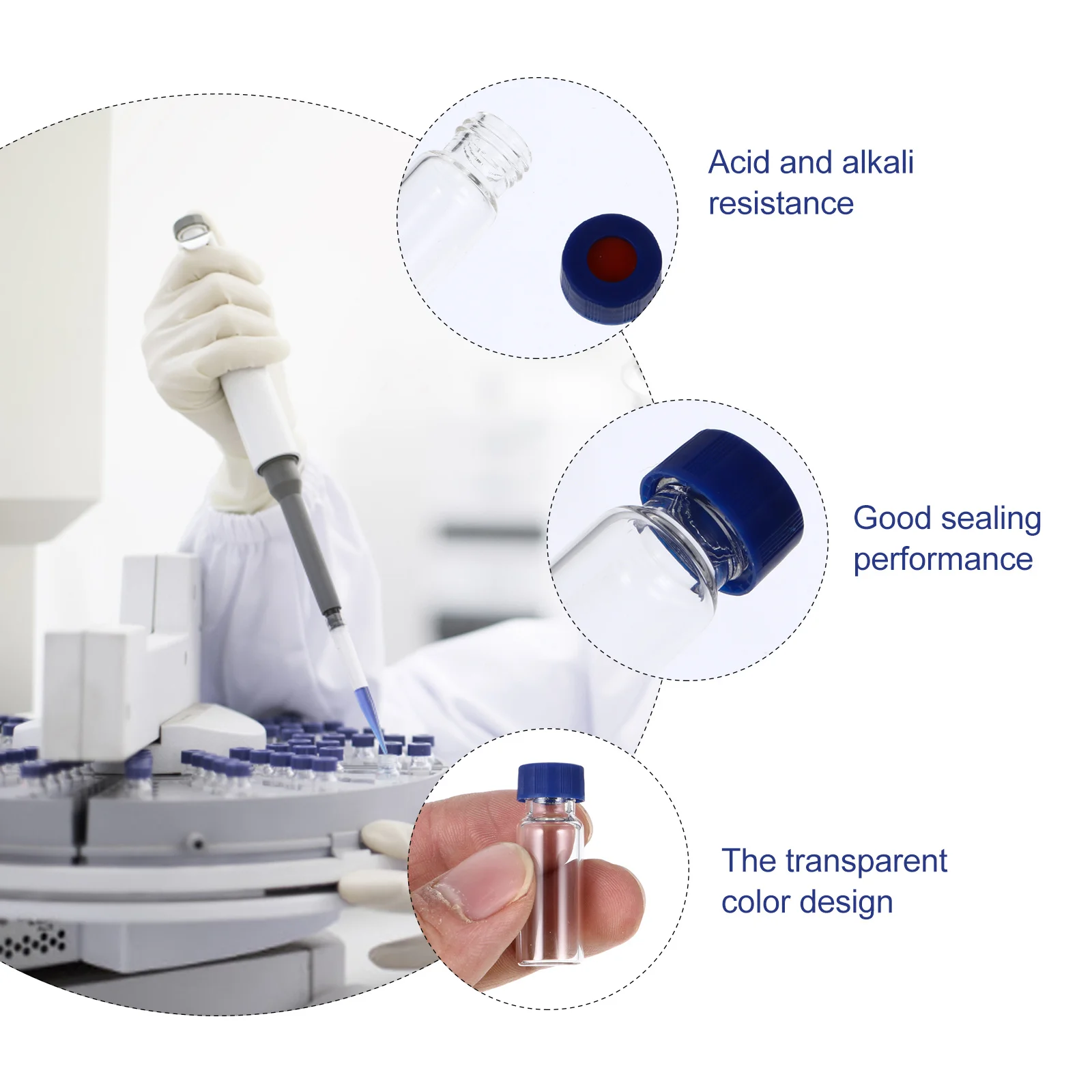 

100pcs 1.5Ml/2Ml Sampling Vials Screw Caps Pre-Slit Silicone Ptfe Airtight Evaporation-Proof For Hplc Vial