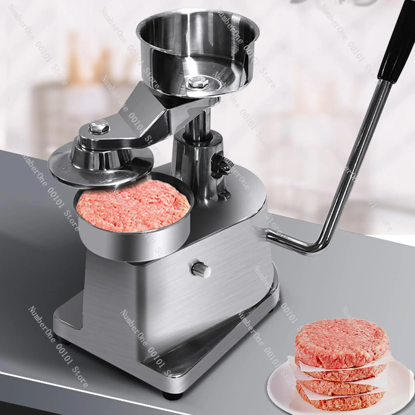Cross-border hot-selling commercial meat patty pressing machine Manual beef patty pressing Stainless steel burger meat patty for