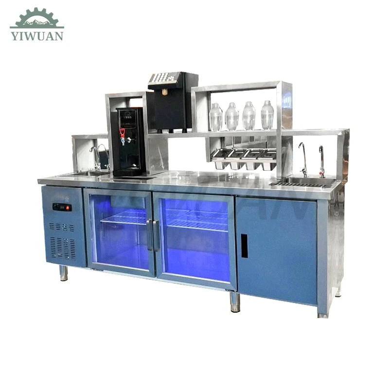 High Density Stainless Steel Customized Water Bar Counter Milk Tea Fructose Dispensing Machine Coffee Trolleys