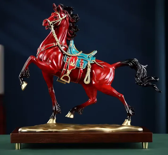 32cm Copper Painting Soaring ambition Horse Statue 'Horse come successful' sculpture