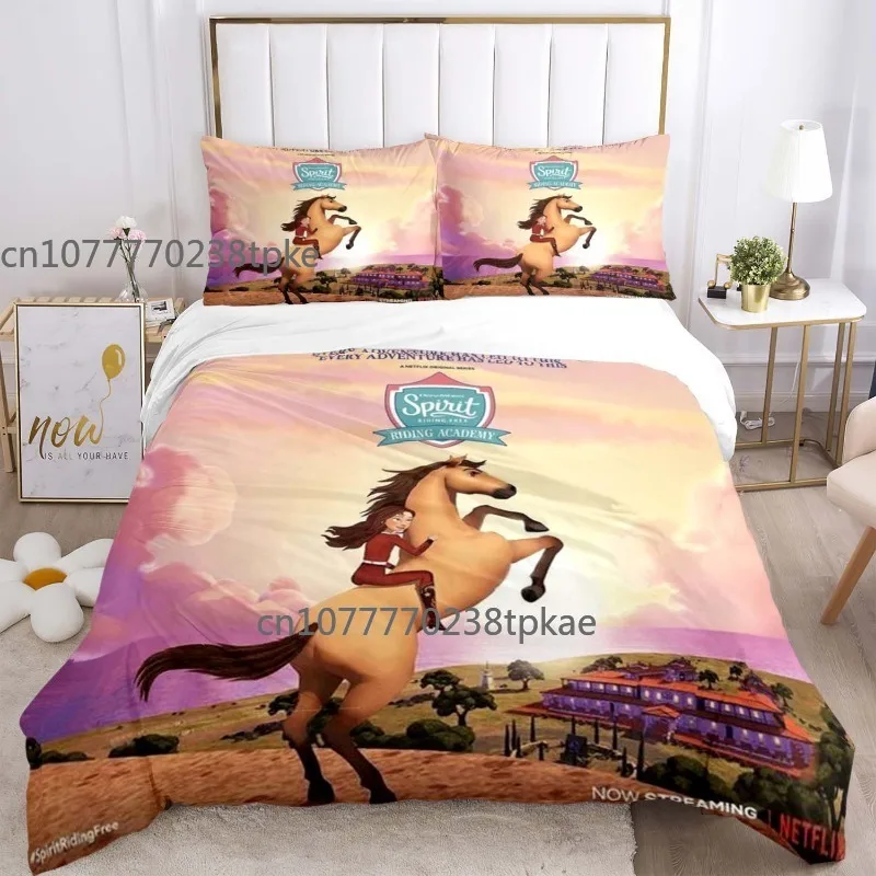 Spirit Riding Free Horse Children Girl Duvet Cover Sets Printed Bedding Set Double Queen King Size 2/3pcs,Bettbezug