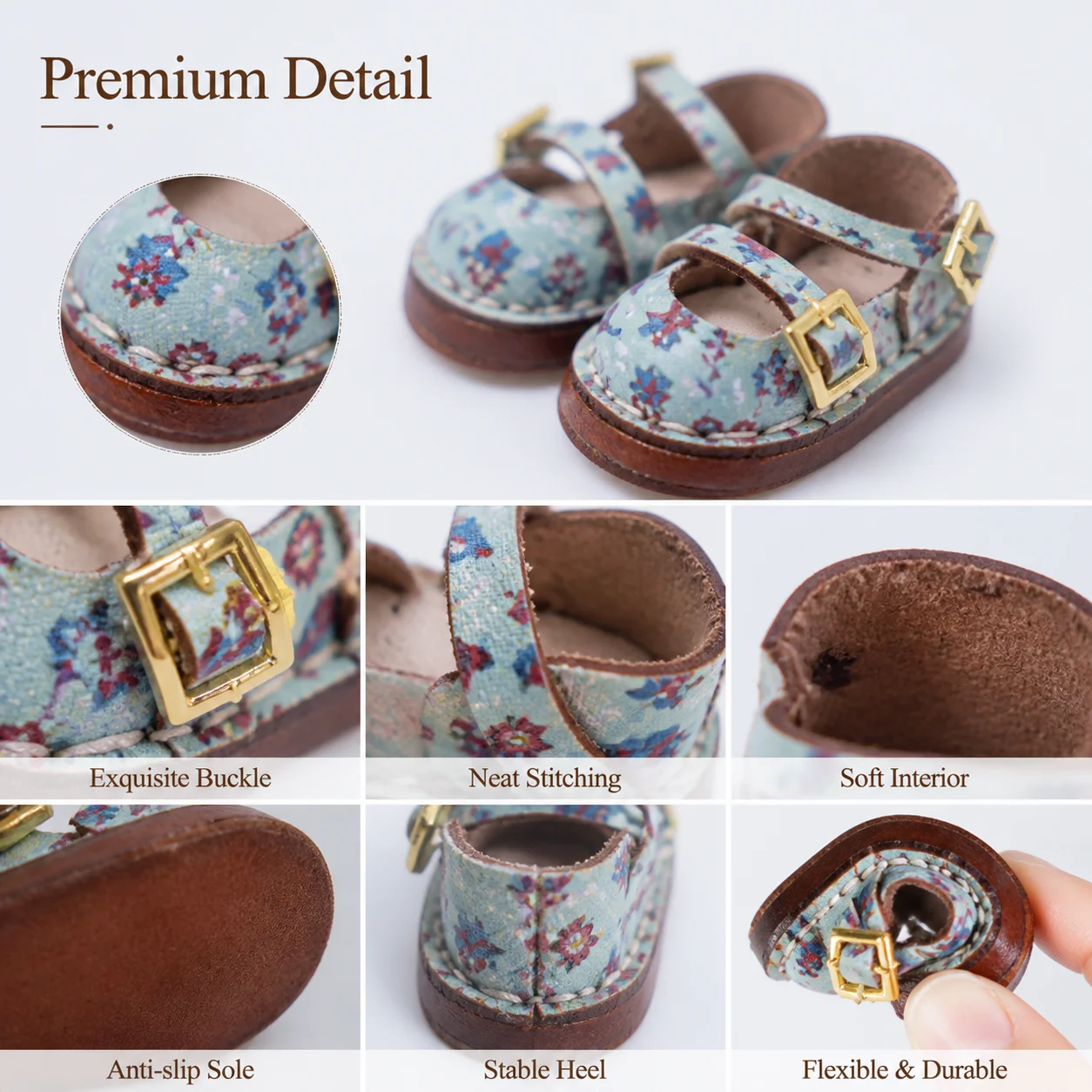 Blythe doll shoe accessories handmade cowhide shoes double day buckle ob22 OB24 AZOBNE doll shoes small cloth UFDOLL mini body