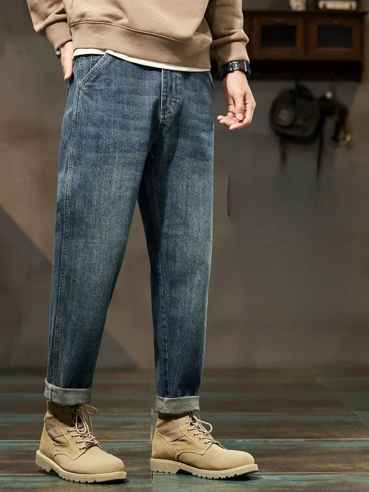 

Plus Big Size Jeans for Men Oversize Washed Retro Trousers Aesthetic Designer Y2k Streetwear Stacked Kpop Cheap Man Cowboy Pants