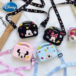 Disney Children Shoulder Bags Mickey Mouse Minnie Cartoons Crossbody Bag Girls Coin Purse Silica Gel Waterproof Small Square Bag