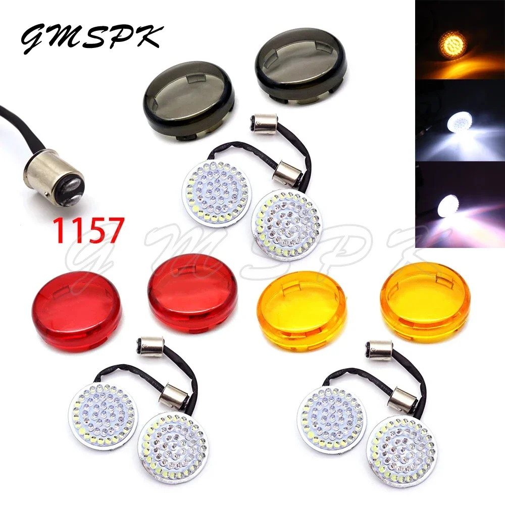 

Motorcycle Bullet 1157 LED Turn Signal Front Light Insert Panel with Lens Cover Fit for Harley Sportster XL Touring Dyna Softail