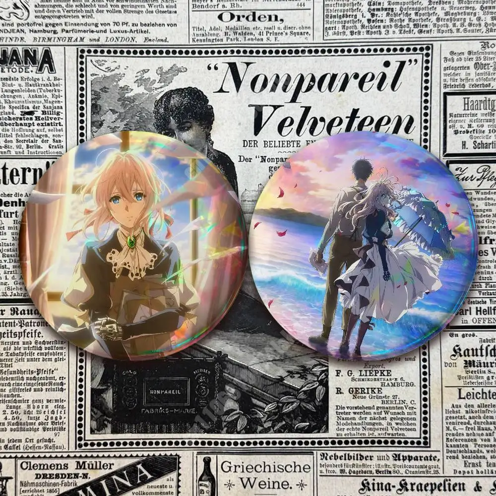V-Violet E-Evergarden Button Badge 2PC Sets for Bags & Clothes & Accessories Metal Pin Creative Gift