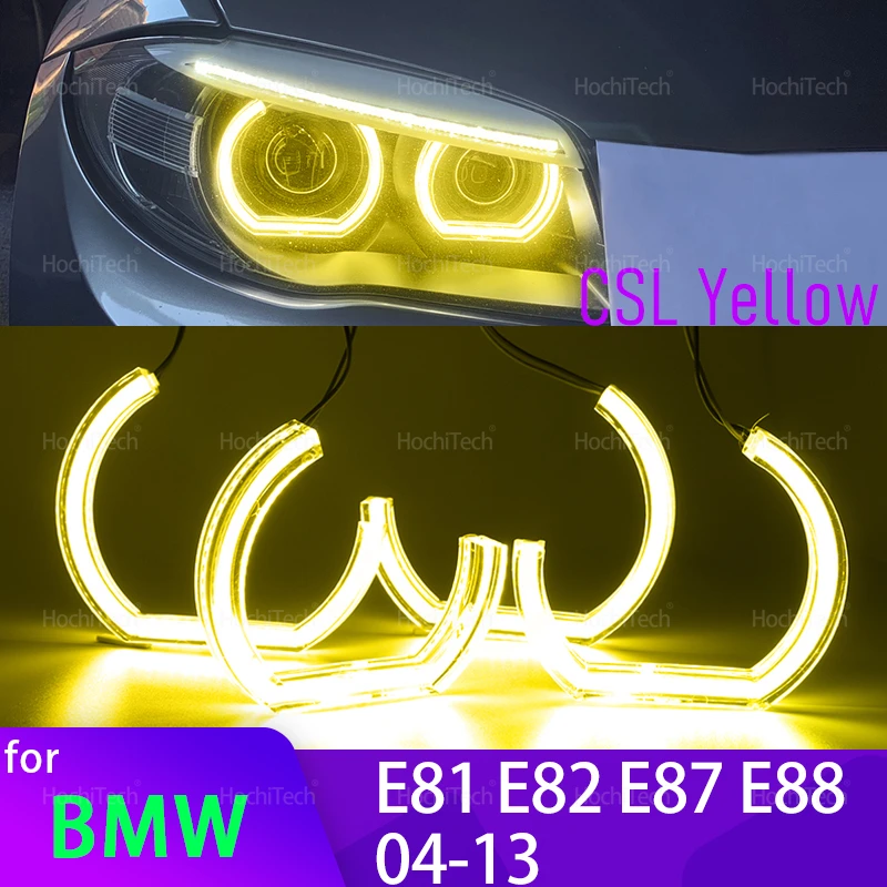 

For BMW 1 Series E81 E82 E87 E88 1M 04-13 Xenon Headlight CS CSL Style Lemon Yellow DRL Angel Eyes Light Daytime Running Light