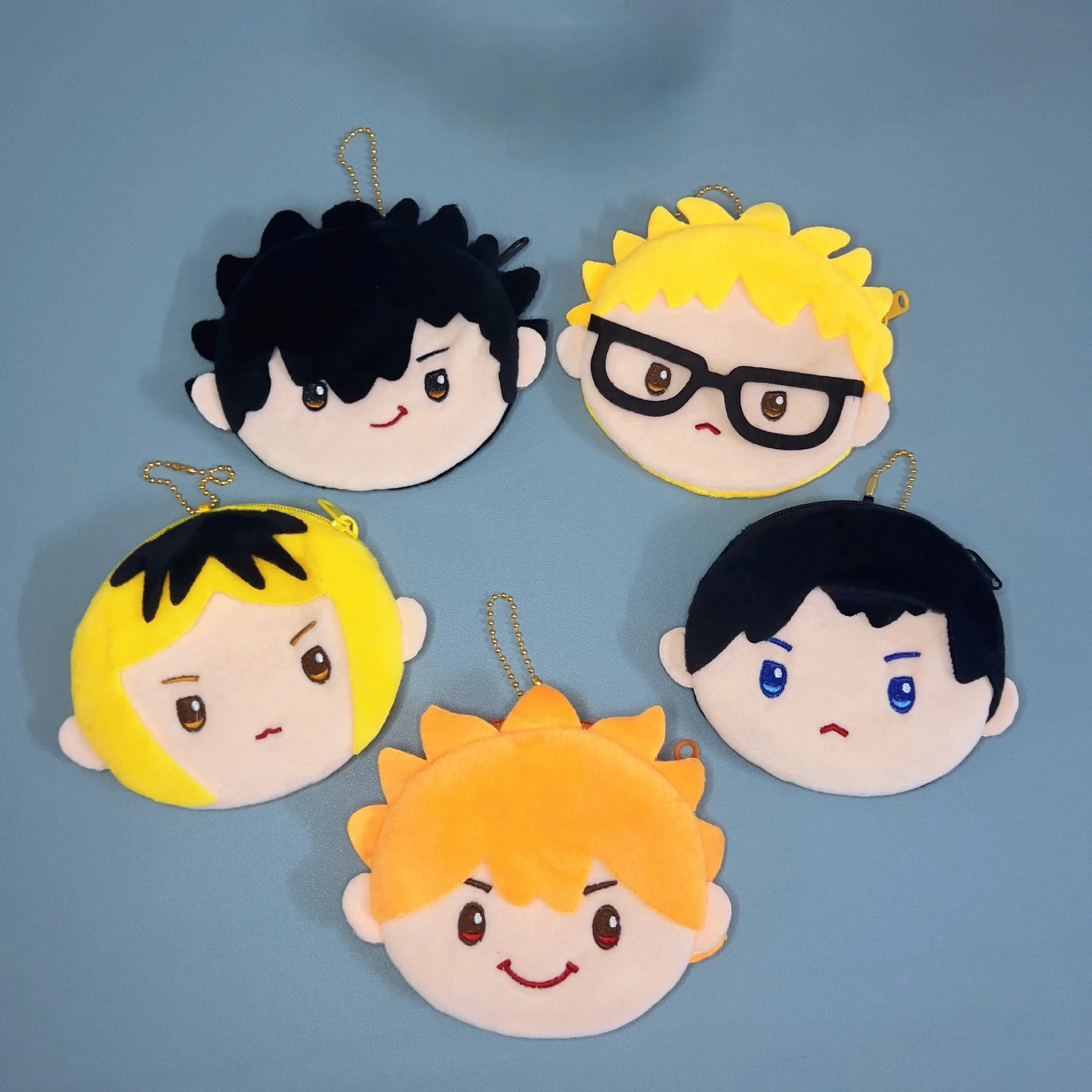 10cm Haikyuu Geldbörse Hinata Shoyo Kageyama Kenma Nishinoya Plüsch Anhänger Schlüssel bund Mini Volleyball Brieftasche niedlichen Anime Beutel