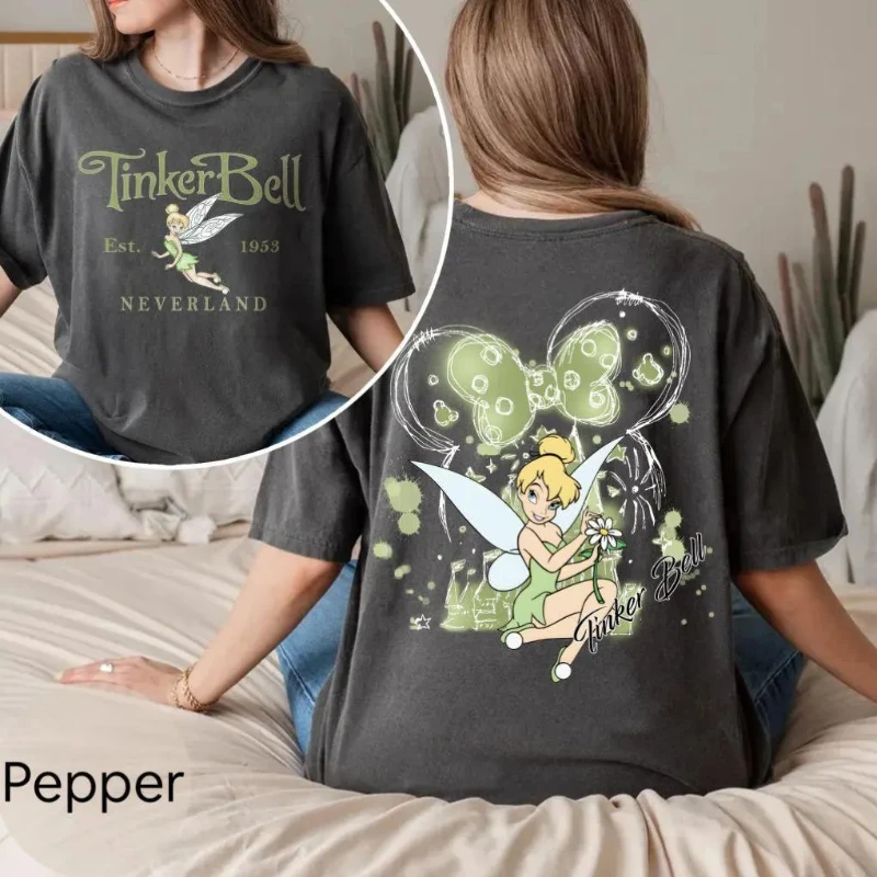 Camisa Retro de colores cómodos de Tinker Bell de Disney, camiseta de Peter Pan de Neverland de Tinkerbell 1953, camisetas mágicas de hadas, camisetas Disneyworld