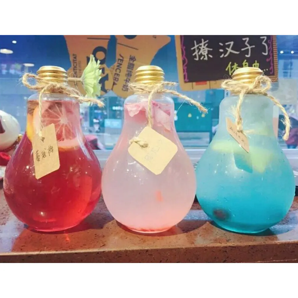 500Ml Bulb Glasses Clear Glass Bottle Light Bulb Style Drinkware for Beers Long Drinks Lemon Tea Milk Decorative Vase Bar