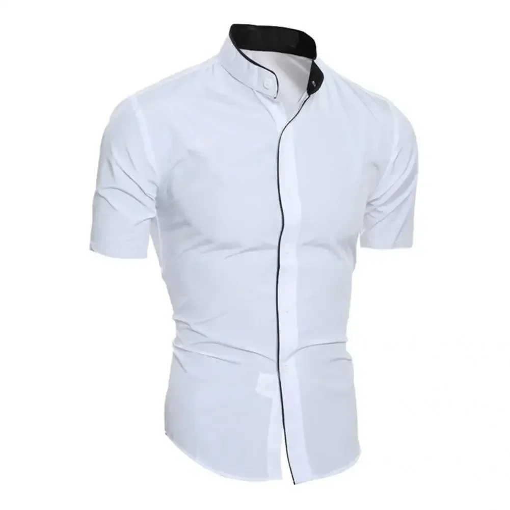 Great Summer Top Close-fitting Summer Shirt Solid Color Wear-resistant Summer Shirt  Formal