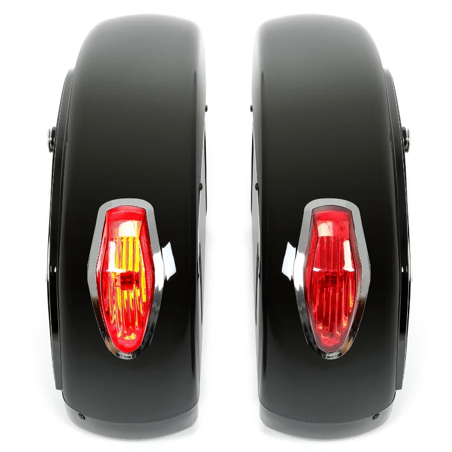 حقائب سرج صلبة للدراجات النارية مع أضواء LED لدراجة Harley Sportster Softail Dyna Honda #6