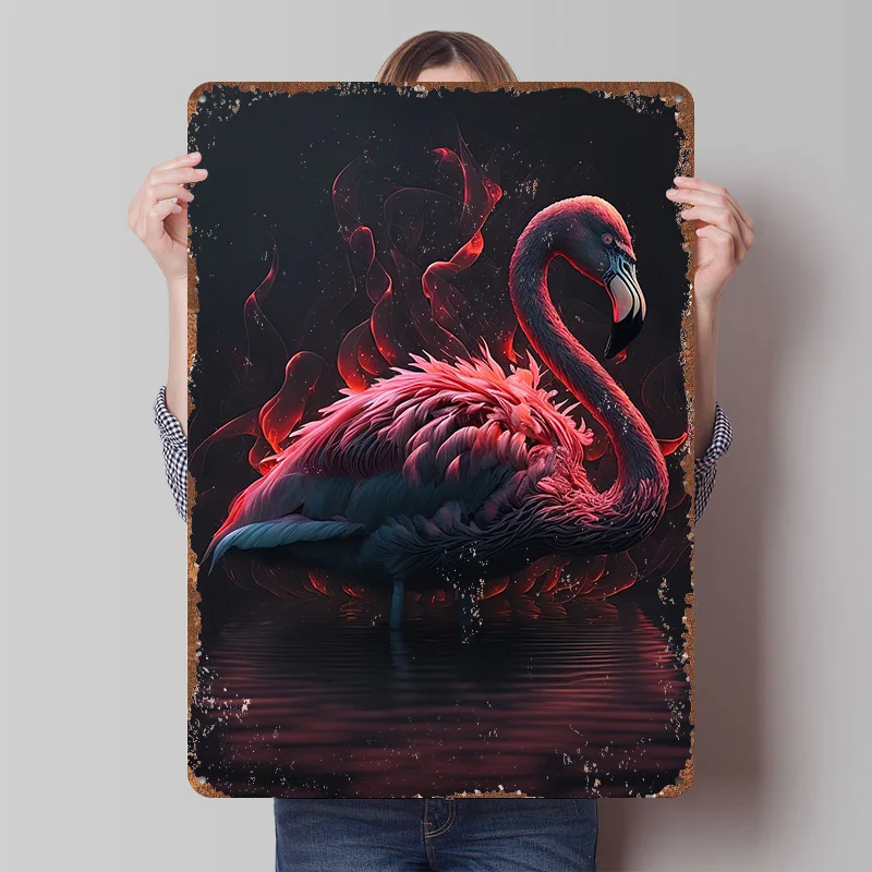Flamingo Pink Beautiful Tin Plaque Poster Customized Wall Art Retro Vintage Metal Signs for Room Modern Home Decoration House