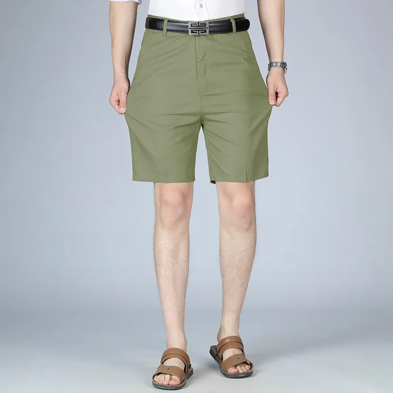 2023 New Summer Middle-aged Men's Pure Cotton Casual Pants Middle-aged and Elderly Thin Suit Shorts Men's Straight Pants