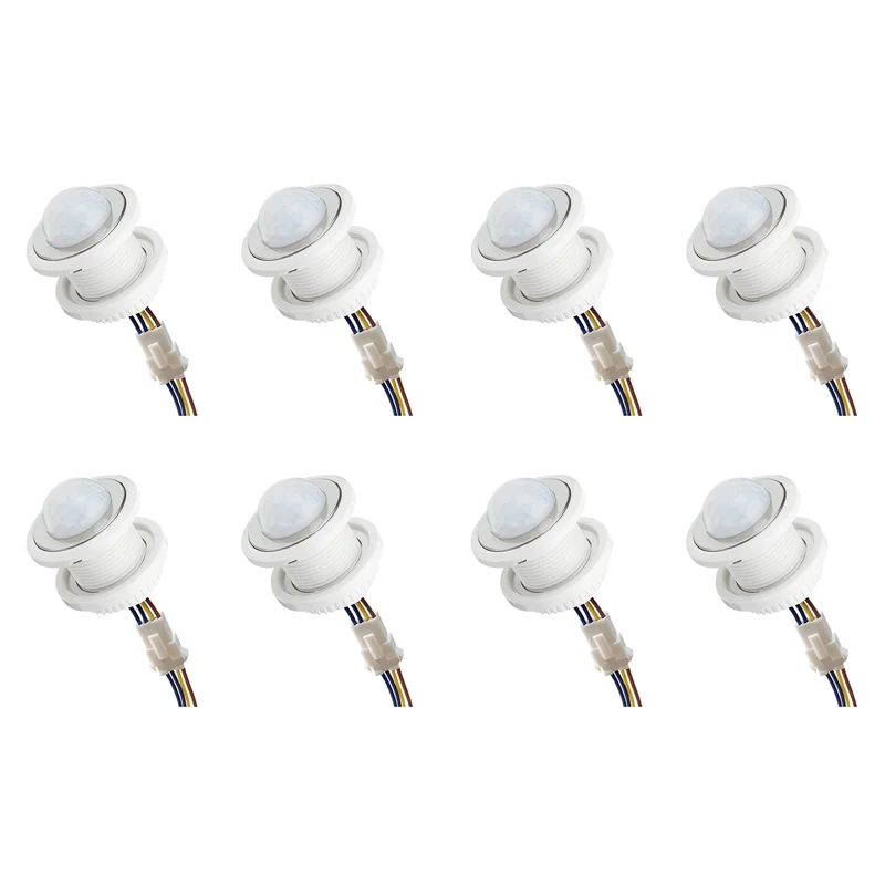 【Kabel USB-C】 8x Mini Czujnik Ruchu Włącznik Światła 110-220V Czujnik PIR Inteligentne Wykrywanie Opóźnienie Czasowe Regulowane Indukcja Podczerwieni Det