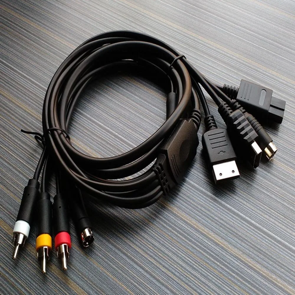 4 in One For SEGA Saturn SS /Sega Dreamcast DD/PS1/PS2/SFC/ SNES/N64/NGC AV&S Terminal Cable