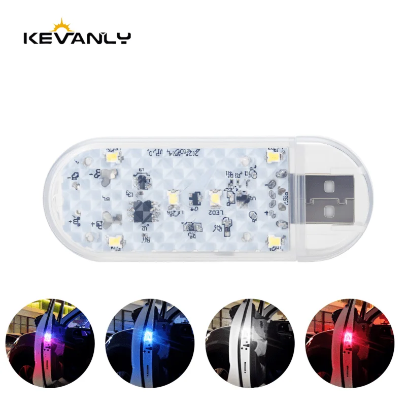 1pc Mini Car Door Warning LED Touch Light Interior Lighting Rechargeable Auto Roof Ceiling Reading Lamps Touch Sensor LED Lamp