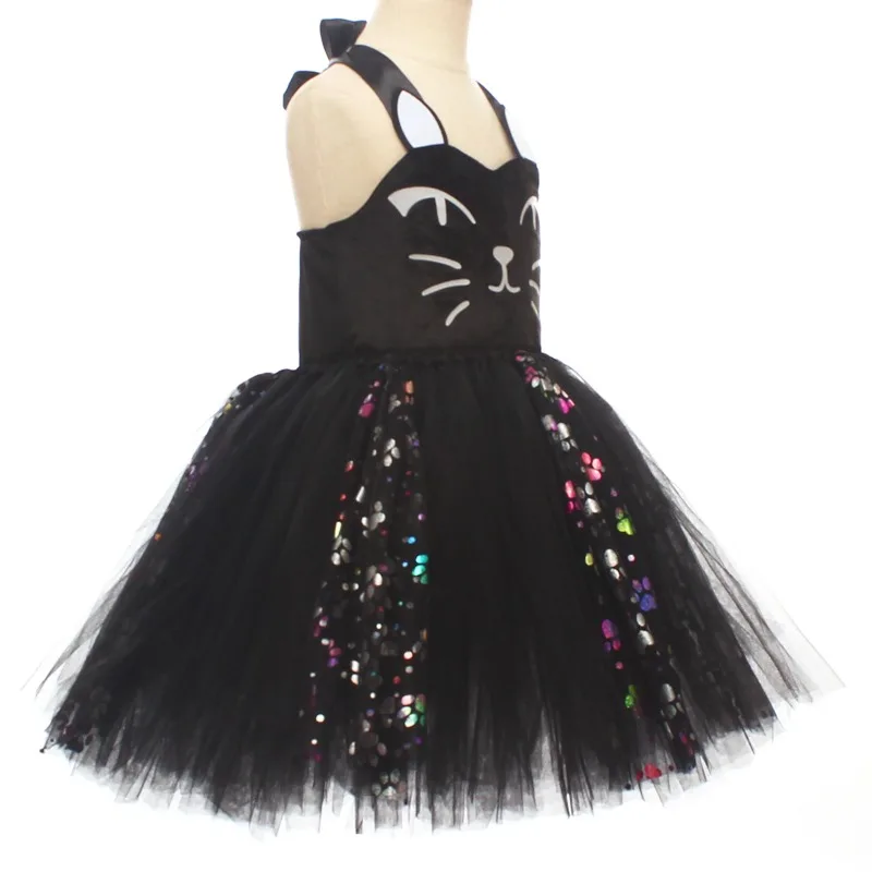 Niedliches rosa-schwarzes Katzenkleid für Kinder, Cosplay-Tutu-Rock, Tanzkostüm, Ohren, Schleife, Schwanz, Mädchen-Performance-Outfit, Geburtstagsparty-Outfit, Geschenk – Detail 17