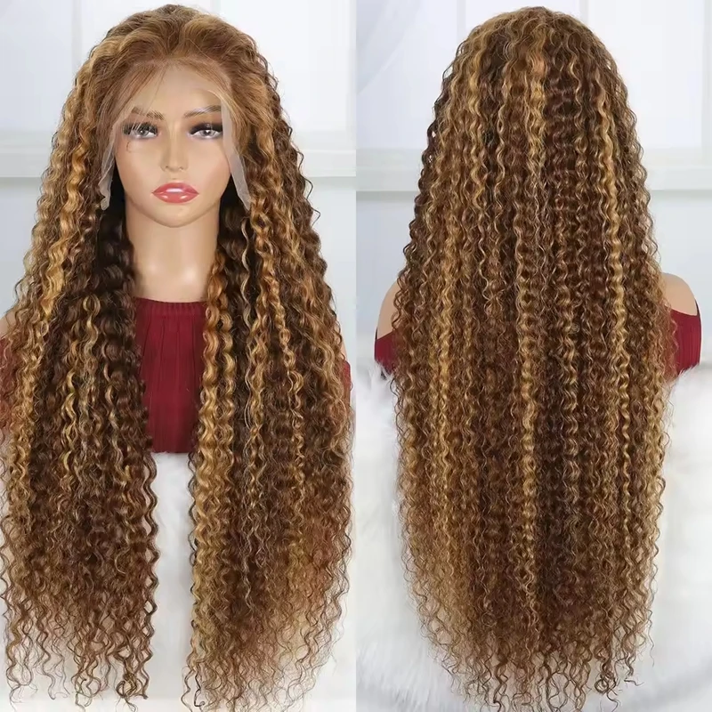

Curly 13x6 Lace Frontal Wig Human Hair 30 32Inch Highlight Ombre Lace Frontal Wig Deep Curly Human Hair Wigs 4/27 Colored Wigs
