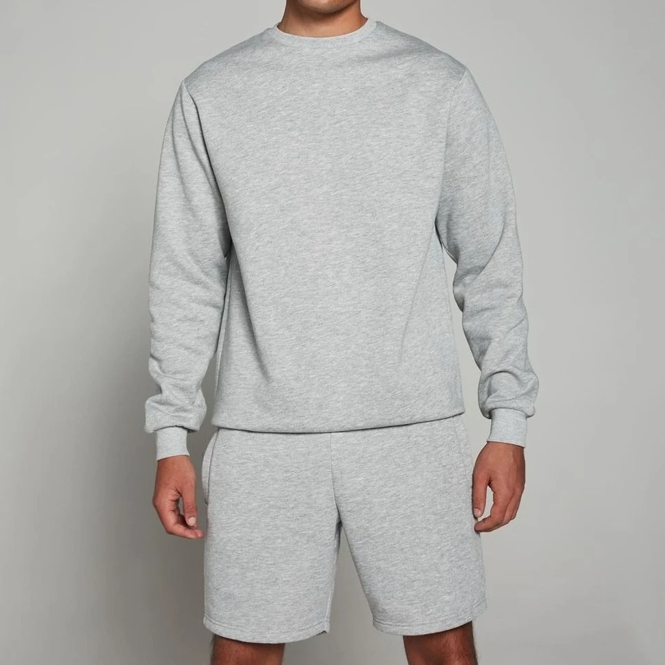 

Autumn Men's Crew Neck Sweater Shorts Set Gary Cotton Loose Casual Sports Running Fitness Harajuku Unisex Vacation Daily