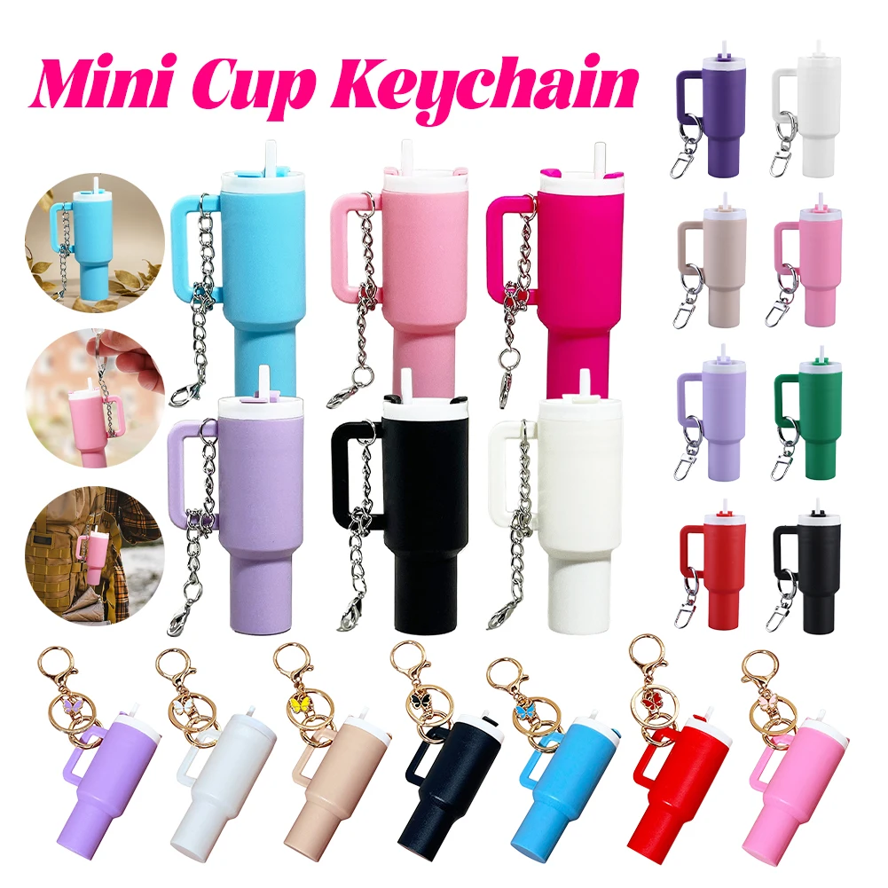 Mini Cup Keychain Lip Balm Keychain Cute Tumbler Key Ring Chapstick Holder Keychain Handbag Charms Key Ring for School Bag