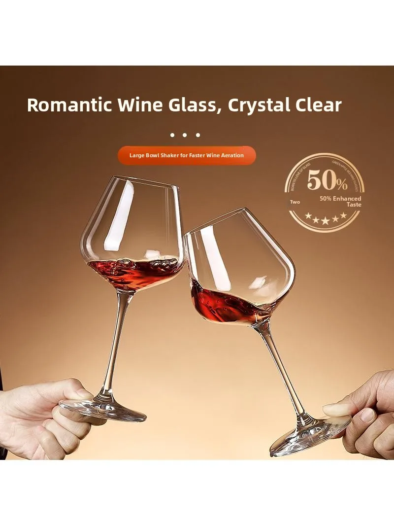 Large Crystal Wine Glasses Set Luxury Aerator Premium Feeling Glass Creative High Footed Wine Cups for Dining And Serving