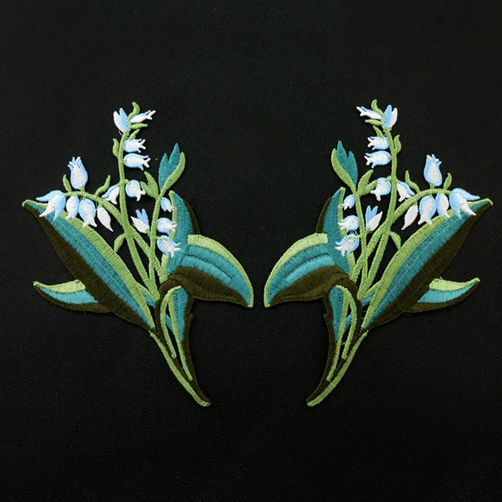 1PC Embroidered Bell Orchid Cloth Sticker Sewn Patch DIY Flower Clothes Stickers Fabric Patches For Clothing Accessories