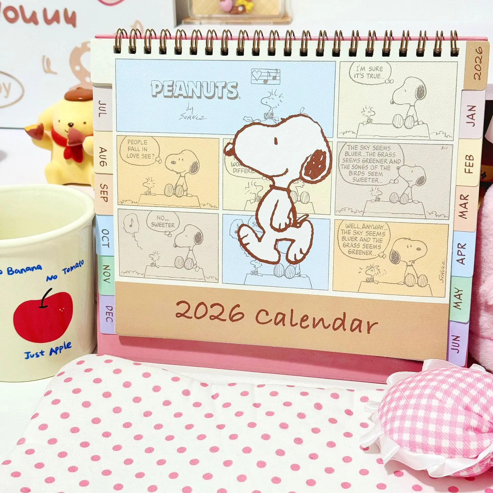 2026 calendário de mesa anime dos desenhos animados snoopys diário semanal agenda planejador organizador escola papelaria material de escritório presente