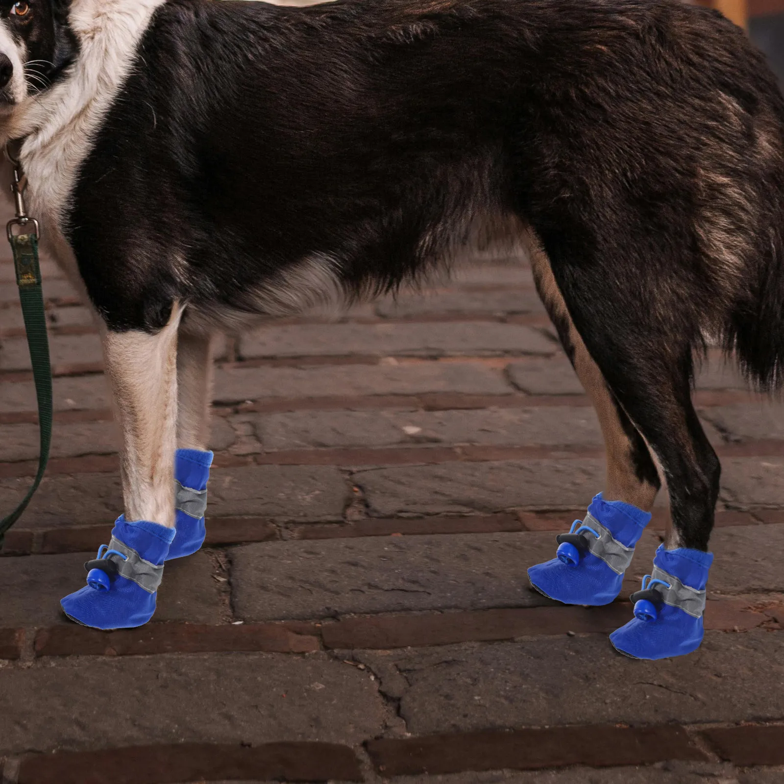 

4Pcs Waterproof Dog Boots Small Medium Size Xs Blue Anti Slip Pet Shoes All Seasons Hiking Running Outdoor Pet Shoes