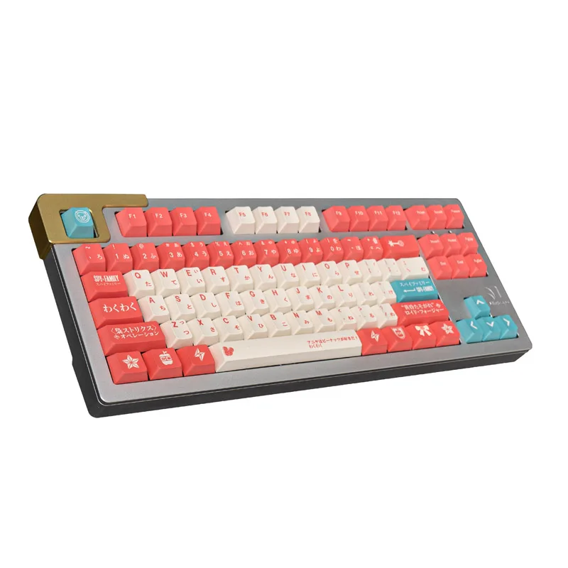 PBT Keycaps 136 Keys Mechanical Keyboard Pink White Color Cherry Height Dye Sub Japanese Fit 68 75 84 96 980 100 Layout GK61