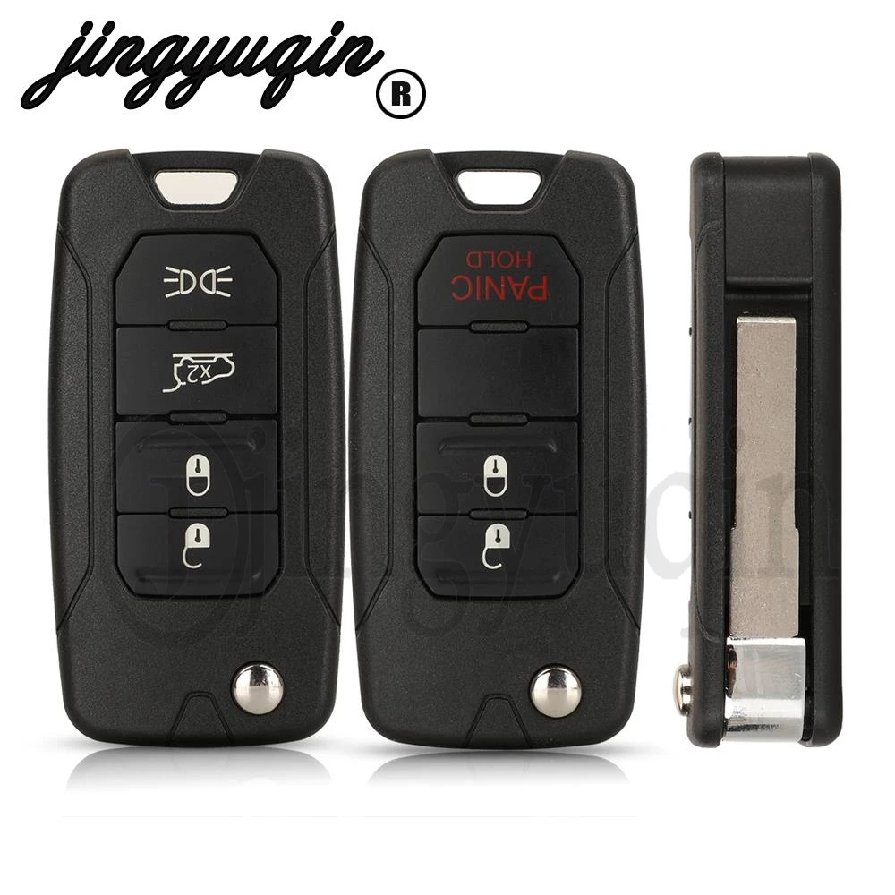 jingyuqin 3/4 Buttons Remote Car Key Shell For Jeep Renegade 2015 2016 2017 2018 Fob Case SIP22 Blade Replacement No logo