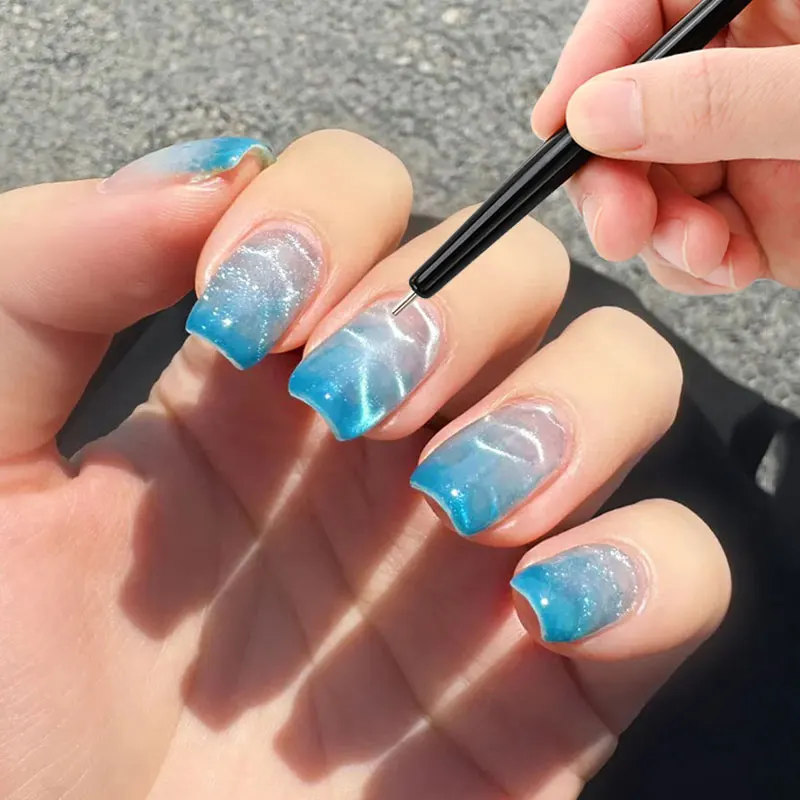 แท่งแม่เหล็กทำเล็บลายแม่เหล็ก 3 มิติ ลายวน/ลูกกวาด/ระลอกน้ำ สำหรับทำเล็บเจลตาแมว พร้อมปากกาแม่เหล็กและลูกบอลเหล็กดูด