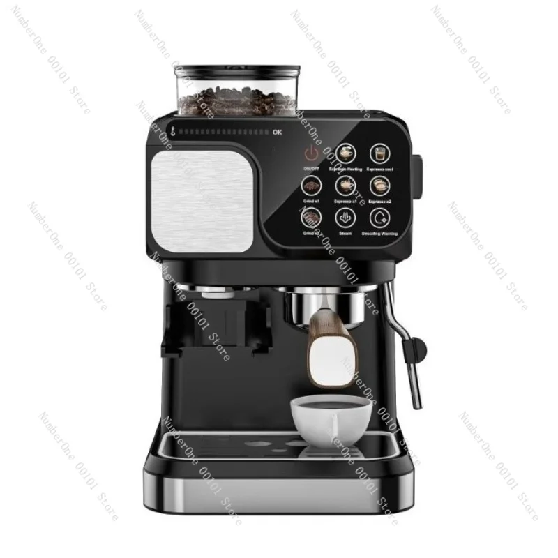 Semi-Automatic Espresso Coffee Machine with Grinder, High Pressure Extraction, Steam Milk Frother for Latte Cappuccino, Retro