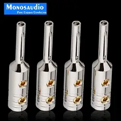 Monosaudio Pure Copper/Gold/Rhodium Plated Banana Plug Speaker Cable DIY HI-End Speaker Terminals 4pcs
