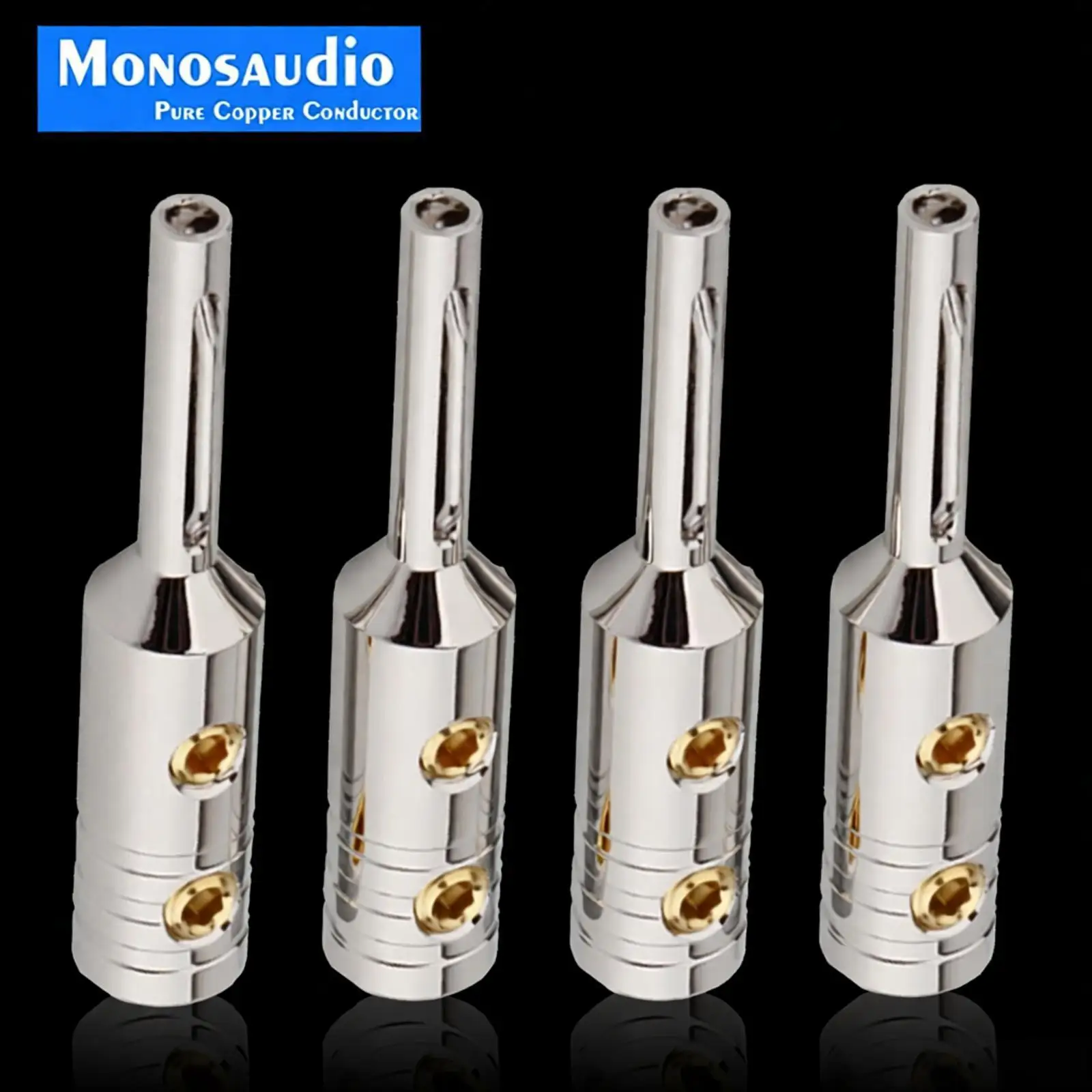 Monosaudio Pure Copper/Gold/Rhodium Plated Banana Plug Speaker Cable DIY HI-End Speaker Terminals 4pcs