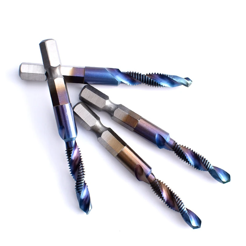 Hex Shank Titanium Plated HSS Screw Thread Metric Tap Drill Bits Screw Machine Compound Tap M3 M4 M5 M6 M8 M10 Hand Tools