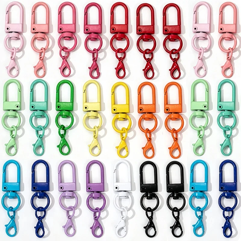 100-10pcs New Random Color Carabiner Clasp Key Chain Rotating Keyrings for DIY Key Chain Bags Pendants Accessories Wholesale ﻿