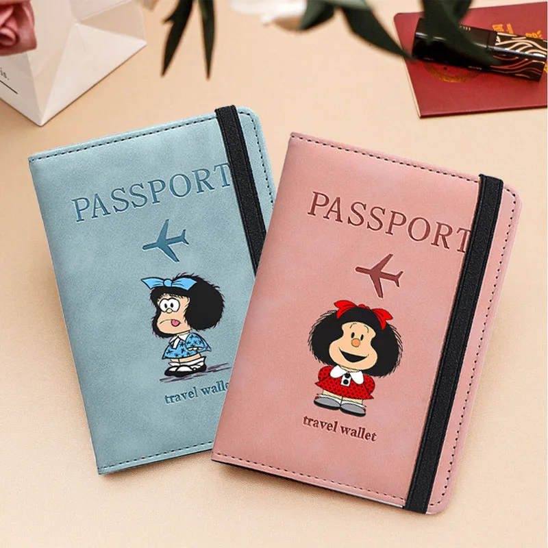 Mafalda Passport Cover for Men Women Anime Cartoon Printed ID Bank Card Passport Case Couple Travel Passport Protective Cover