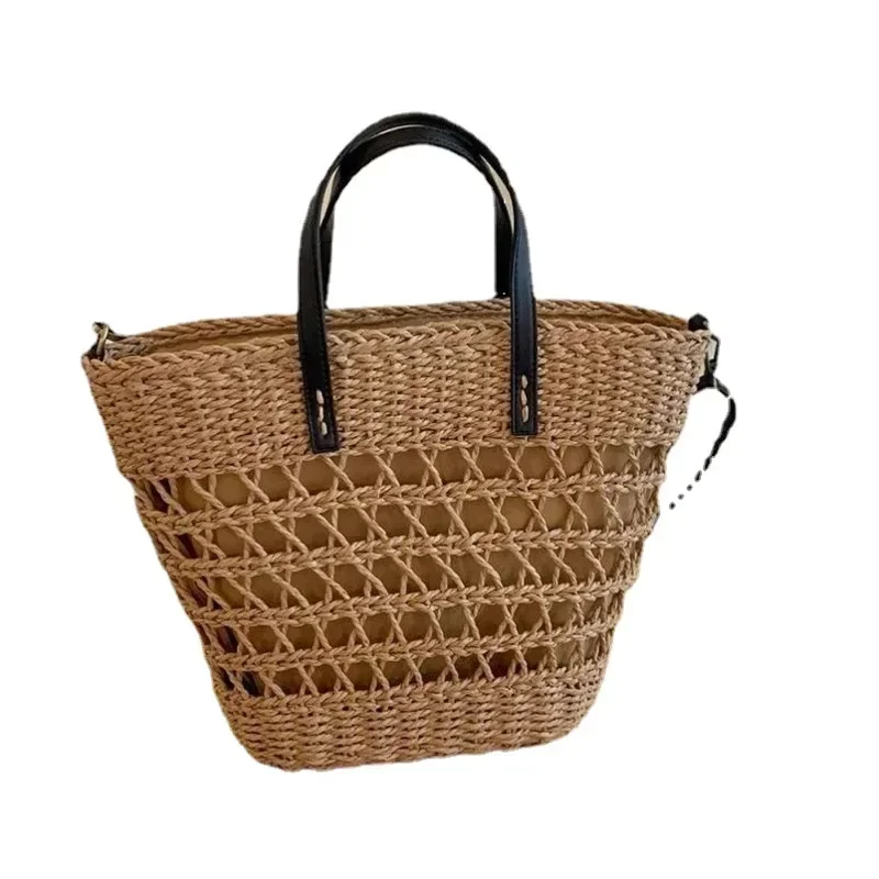 

%a Large Capacity Vacuum Bags Hollow Out Woven String Bag Zipper Inner
