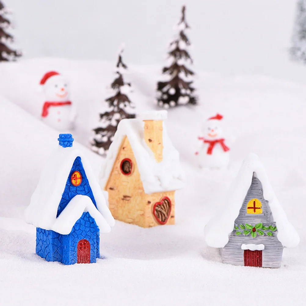 

4Pcs Small Snow Resin Crafts DIY Miniature Garden Ornament Christmas Scene Decoration Small Snow Resin Ornament