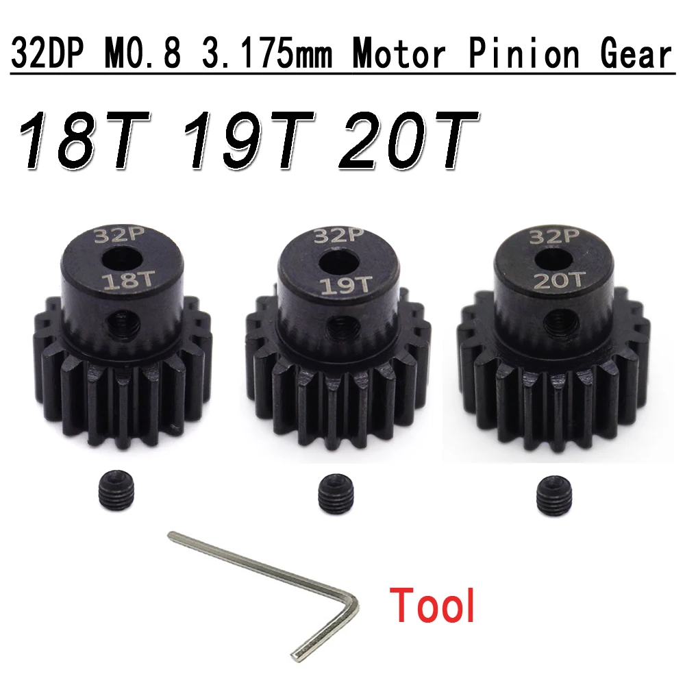 3 قطعة YSIDO 32DP 3.175 مللي متر 5.0 مللي متر تصلب الصلب المعادن ترس 12T-24T ترس المحرك ل 1/10 RC سيارة RC عربات التي تجرها الدواب شاحنة كبيرة